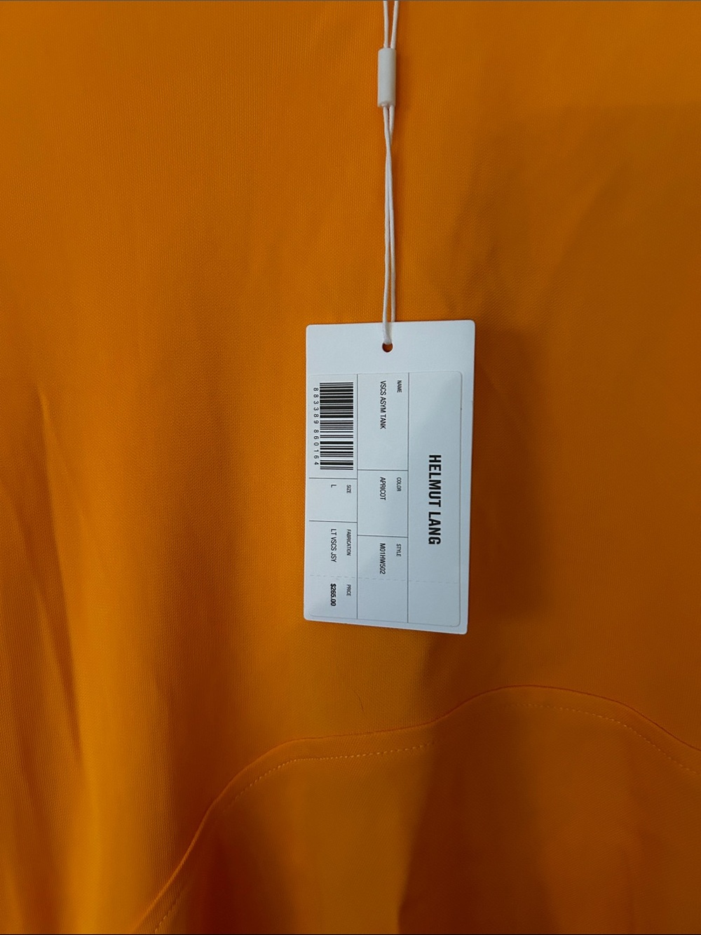 Helmut Lang Asymmetric Orange Tank Top - Picture 2 of 8